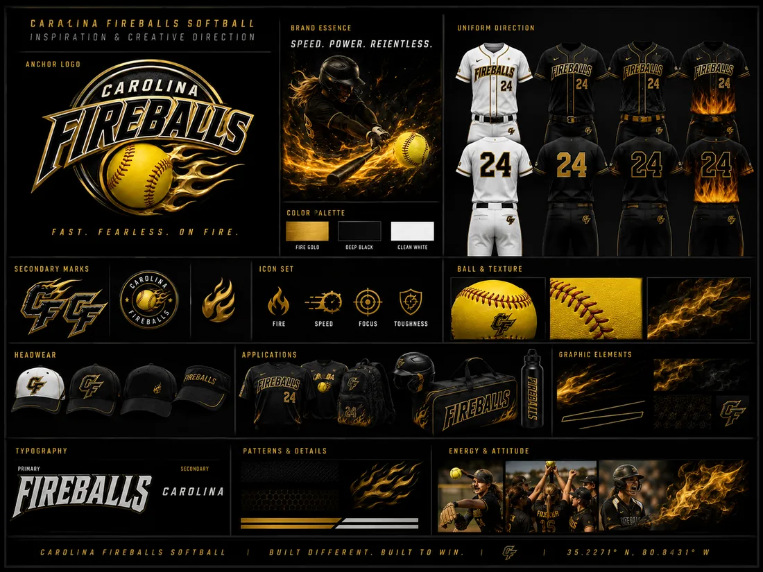 Carolina Fireballs brand identity board