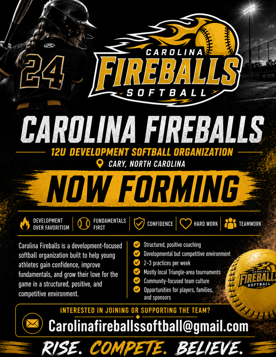Carolina Fireballs now forming recruiting flyer