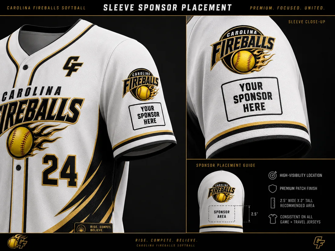 Carolina Fireballs sponsor placement jersey sleeve mockup