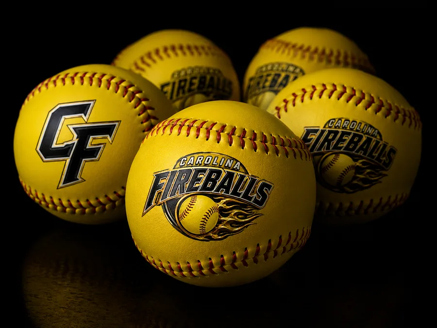 Carolina Fireballs branded yellow softballs