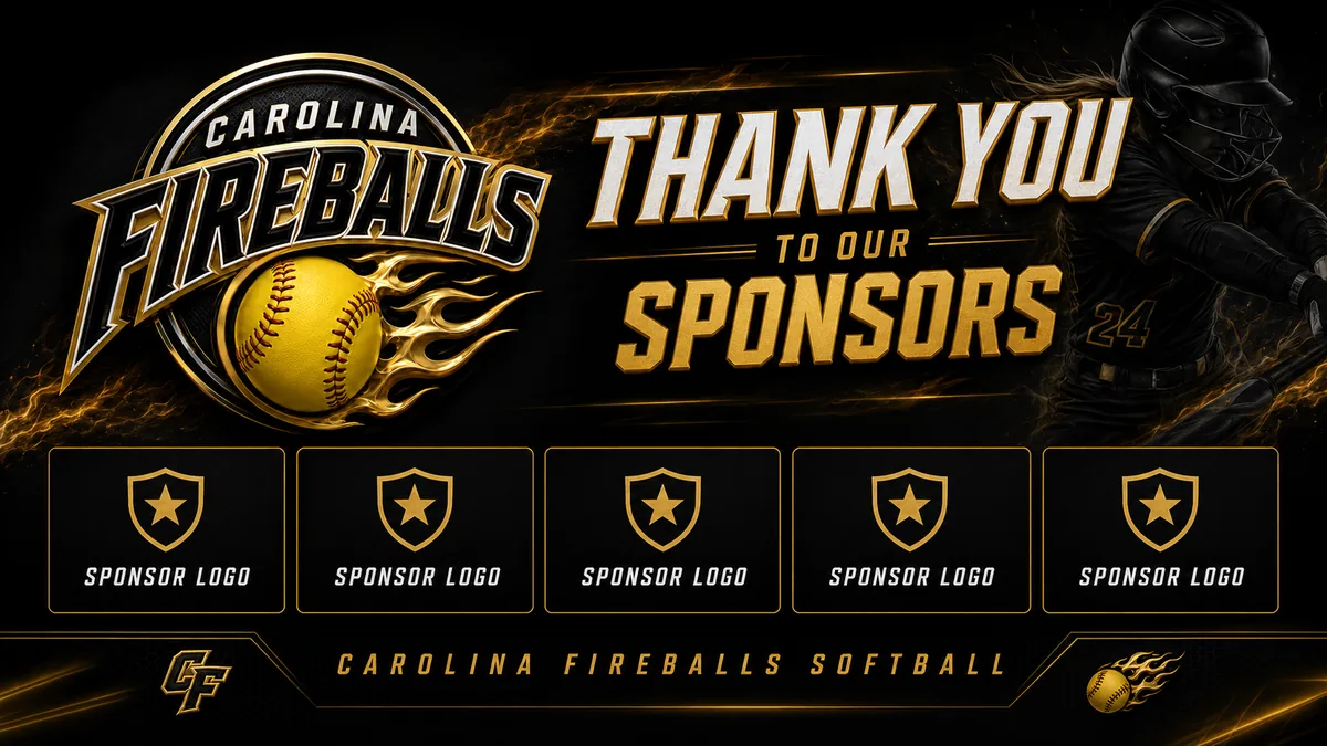 Carolina Fireballs sponsor appreciation banner